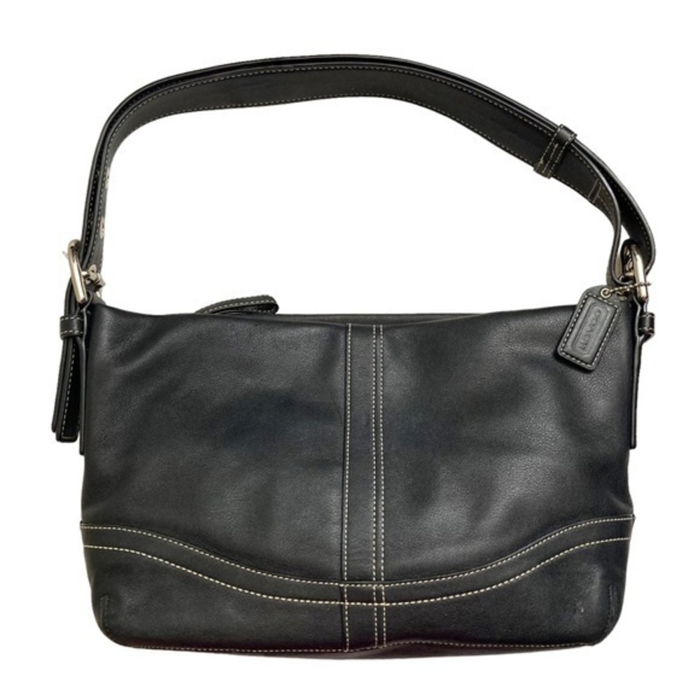 Coach black leather convertible shoulder crossbody bag